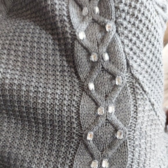 Roaman's Long Knit Midi Sweater Dress - Plus Size 2X (26/28) - Embellished - Picture 5 of 9